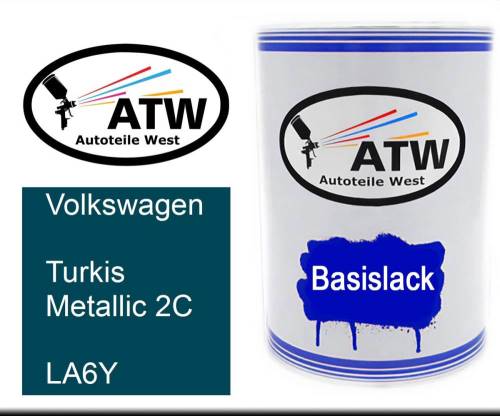 Volkswagen, Turkis Metallic 2C, LA6Y: 500ml Lackdose, von ATW Autoteile West.